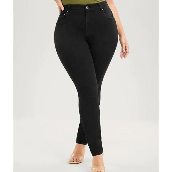 Y-125 Bloomchic Skinny Very Stretchy High Rise Black Wash Sculpt Waist Jeans 12 - Picture 1 of 2